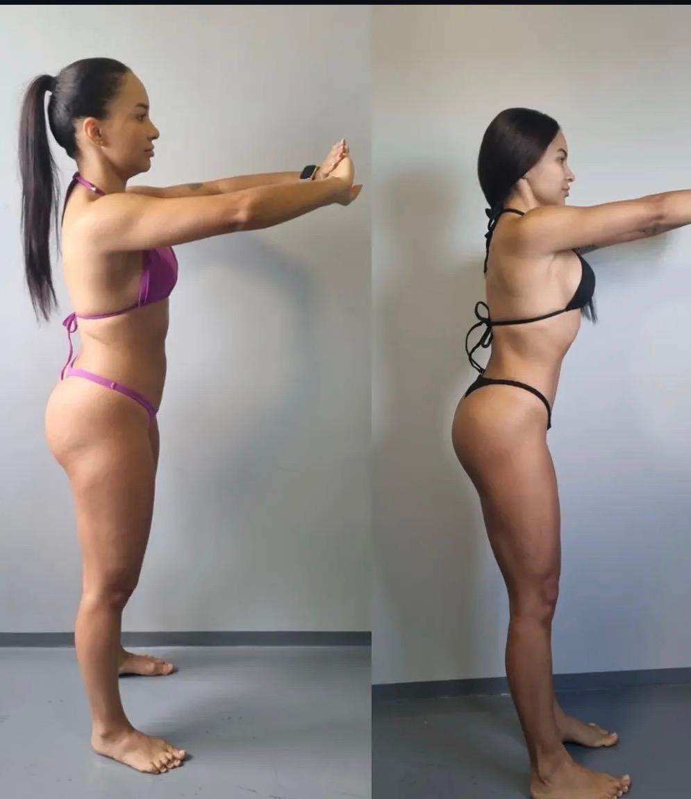 Antes e depois da transformação física de Graziele